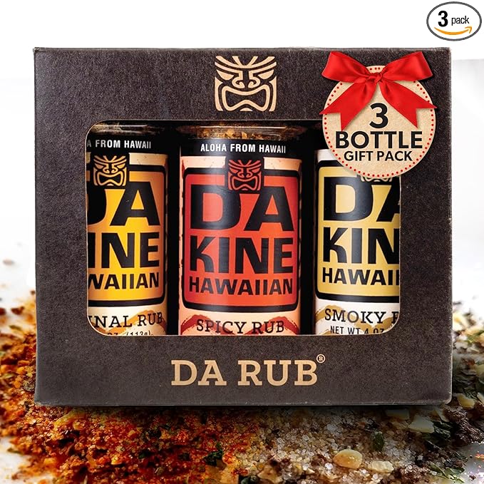 Da Kine Hawaiian Premium BBQ Dry Rub Seasoning Pack - Authentic BBQ Seasoning Blend - Perfect Gourmet Rub Spices for Smoking, Grilling & Cooking, Gluten-Free, Low Sodium, No MSG - Gift Pack (4 oz - 3 Pack)