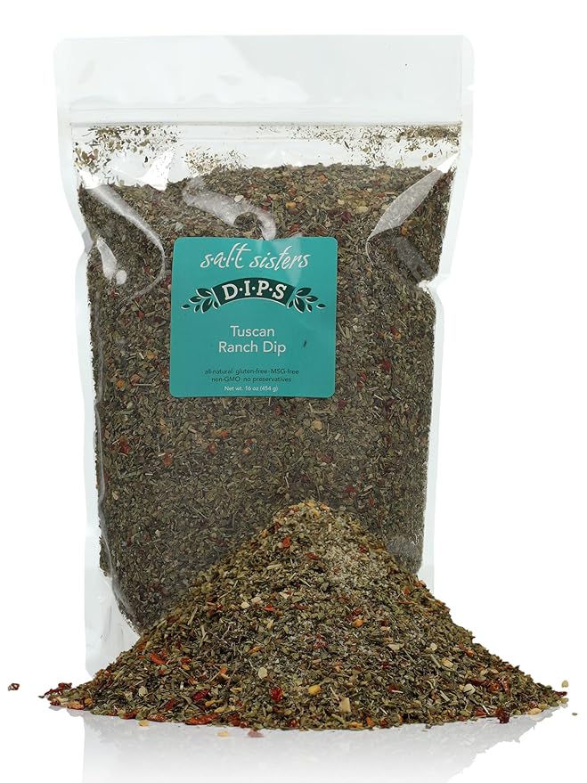 s.a.l.t. sisters Tuscan Ranch Dip - Herbal Seasoning for Sour Cream & Mayonnaise - Perfect for Veggie Tray, Chips at Superbowl Party, Bridal Shower, Baby Shower, Christmas Party, 16 oz
