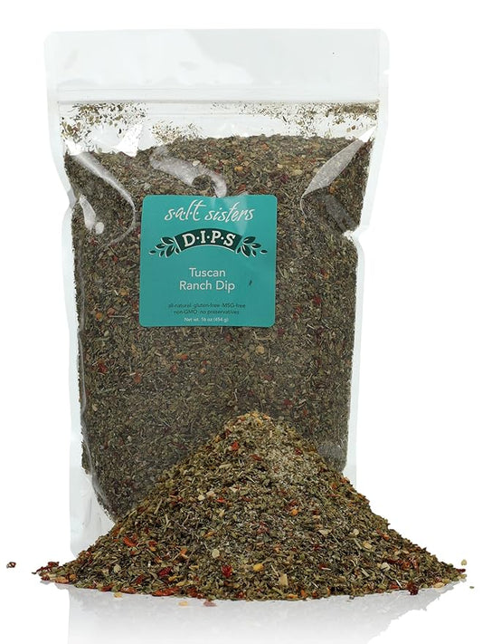 s.a.l.t. sisters Tuscan Ranch Dip - Herbal Seasoning for Sour Cream & Mayonnaise - Perfect for Veggie Tray, Chips at Superbowl Party, Bridal Shower, Baby Shower, Christmas Party, 16 oz