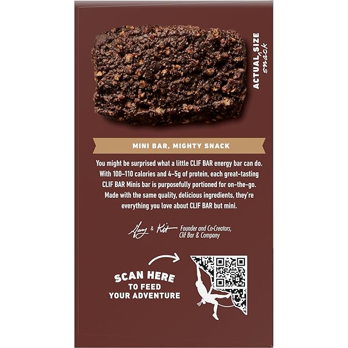 CLIF BAR Minis - Chocolate Brownie Flavor - Made with Organic Oats - 4g Protein - Non-GMO - Plant Based - Snack-Size Energy Bars - 0.99 oz. (20 Pack)