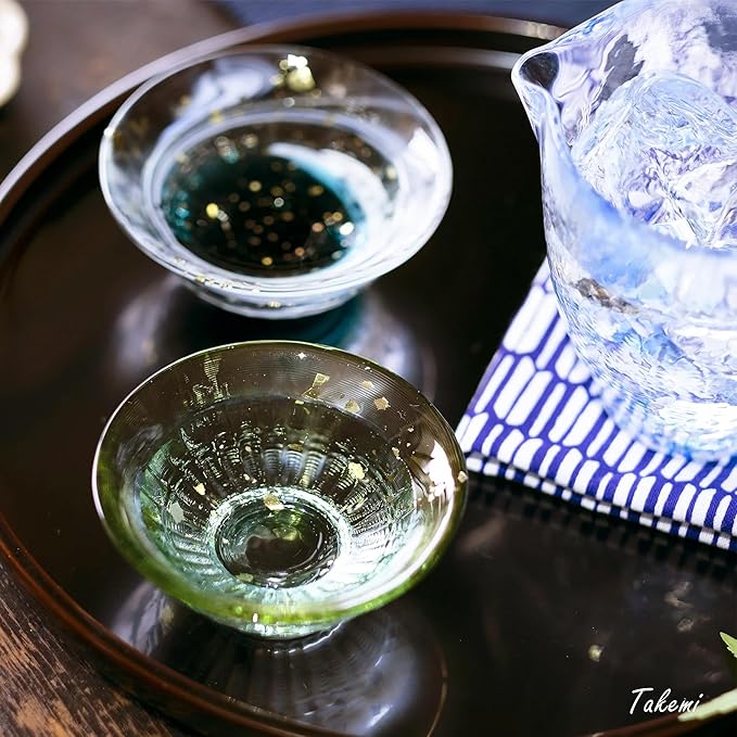 Japanese Handcrafted Sake Cups – Exquisite Artisan Glassware for Cold Sake & Shochu, Elegant Drinkware for Any Occasion, Made in Japan (Moonlight and Early summer, Sake Glass (2.5 fl oz))