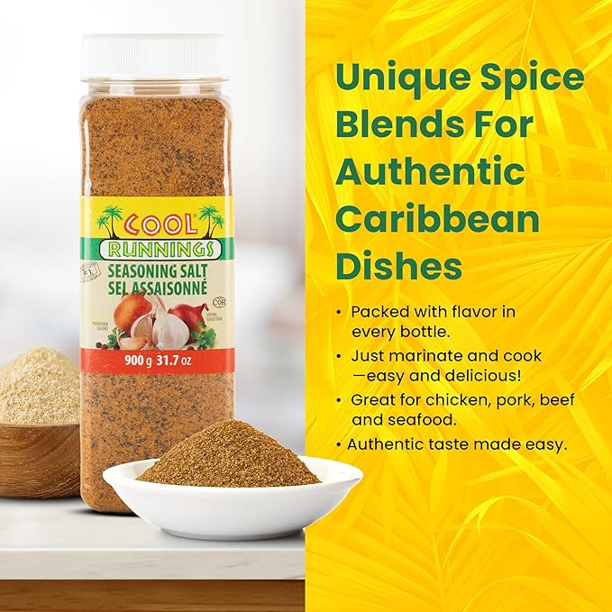 Cool Runnings Seasoning Salt 900g - Perfect for Enhancing Meats, Fries, Vegetables, and Snacks such as Popcorn, Ideal for Everyday Seasoning and Meal Prep