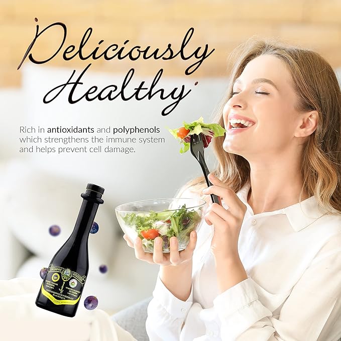 Louianna - Organic Balsamic Vinegar of Modena, High Polyphenol Balsamic Vinegar Dressing, Aged Red Wine Vinegar Made of Trebbiano Grapes, 250 mL