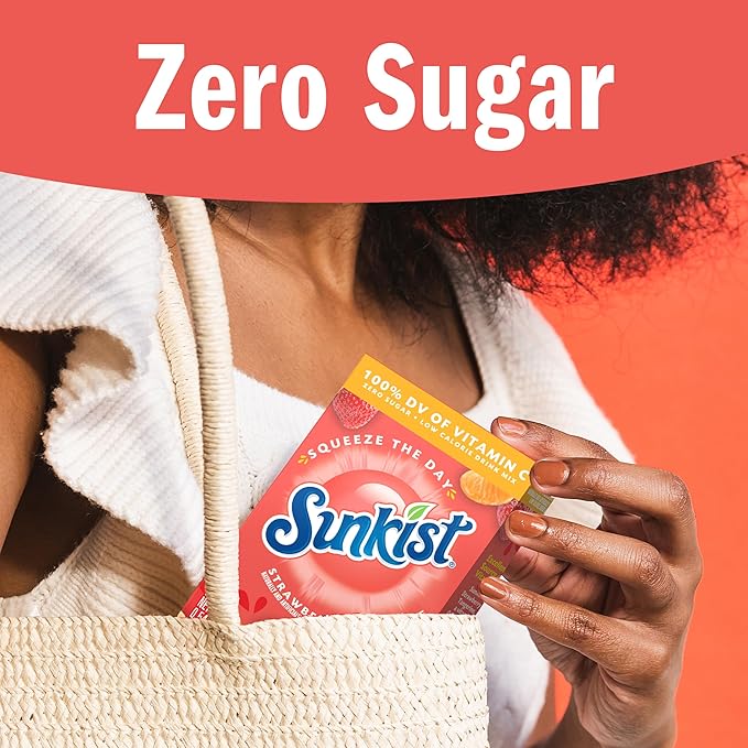 Sunkist Singles to go Drink Mix Packets, Strawberry Tangerine, 6-Count Box ??Powdered Drink Packets with Vitamin C, 72 Total Powder Sticks