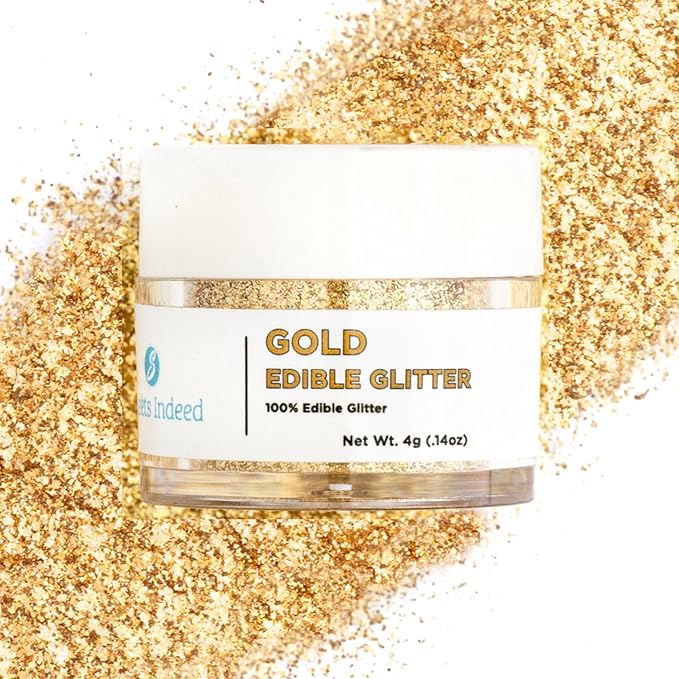 Sweets Indeed Edible Glitter, Perfect for Drinks, Cocktails, Beverages & Cake Decorating, Dessert Cake Topper, 4 grams (Gold 4g)