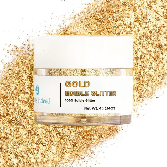Sweets Indeed Edible Glitter, Perfect for Drinks, Cocktails, Beverages & Cake Decorating, Dessert Cake Topper, 4 grams (Gold 4g)