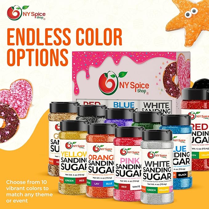 NY Spice Shop Orange Sanding Sugar - 4 Ounce Sweet Colorful Edible Sprinkles For Candy Dish - Sugar Sprinkles For Cake Decorating Basket & Dishes