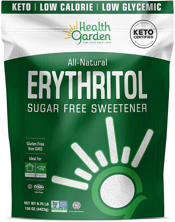 Health Garden Erythritol Sweetener - Non GMO - Gluten Free - Sugar Substitute - Keto Friendly - Tastes Like Sugar (9.75 lbs)