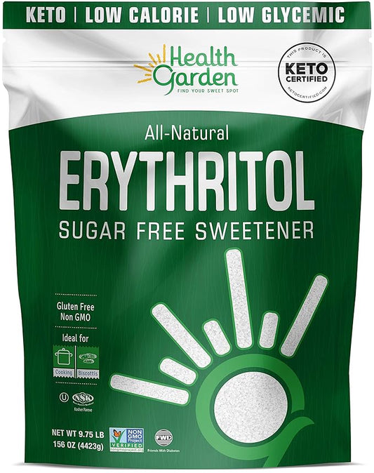 Health Garden Erythritol Sweetener - Non GMO - Gluten Free - Sugar Substitute - Keto Friendly - Tastes Like Sugar (9.75 lbs)