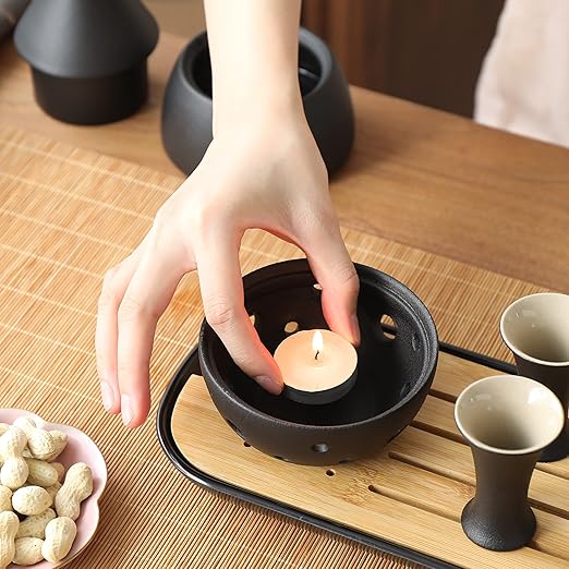 TEANAGOO 10 Pcs Sake Set, Sake Cups(0.9 Oz) with Bamboo Tray, Saki Cup Set with Warmer Pot(6 Oz), Sake Warmer Gift Sets for Friends/Family In Winter. Sake Set with Warmer for Christmas, Birthday, T2