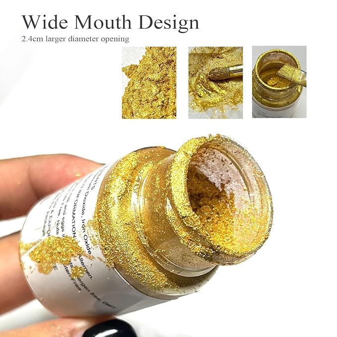 15g Edible Gold Luster Dust for Drinks Cake Decorating ??Colaele Gold Shimmering Edible Glitter Dust for Chocolates, Metallic Food Coloring Powder for Edible Glitter for Cocktails, No Gluten,Vegan