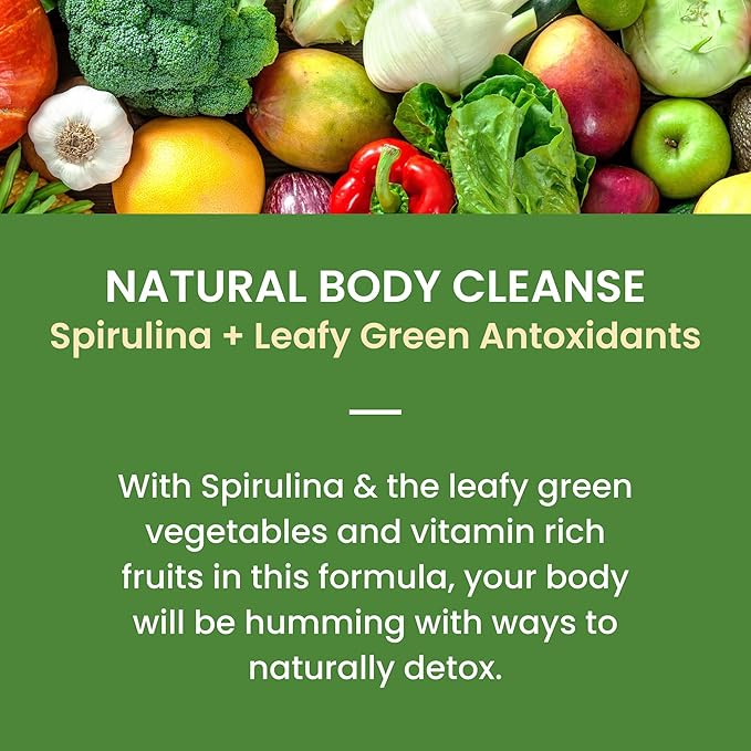 Fruniti Super Greens Smoothie Mix - Natural Cleanse + Detox - No Sugar Added - Fruit + Veggie Puree - Spirulina, Spinach, Kale, Cucumber, Lemongrass, Apple, Banana, Kiwi - Makes 24 Smoothies