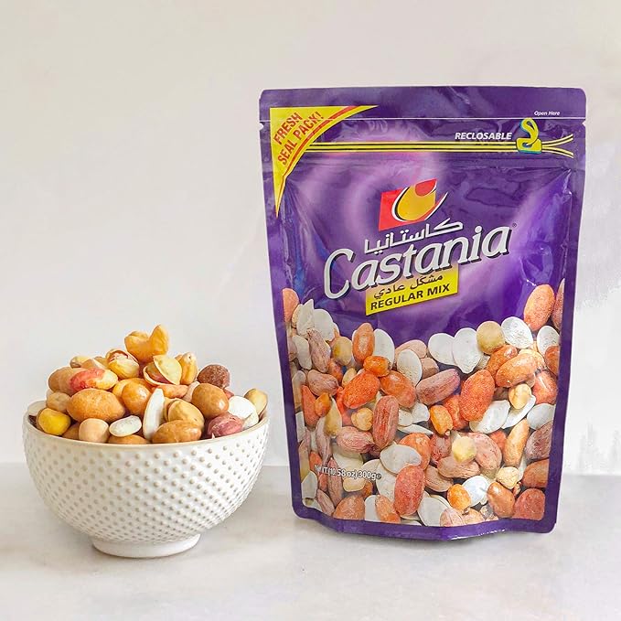 Castania BBQ Lebanese Nuts Variety Pack: Extra Mix, Mixed Nuts with Kri Kri, Super Extra Nuts, Regular Mix - 10.6 oz Pack of 4