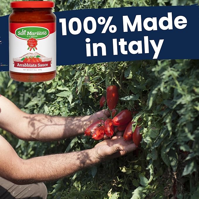 La San Marzano Arrabiata Sauce, 13 oz, Pasta Sauce Made in Italy, All Purpose Tomato Premium Quality, All Natural, Mediterranean Diet, Non GMO, Vegan, Gluten Free