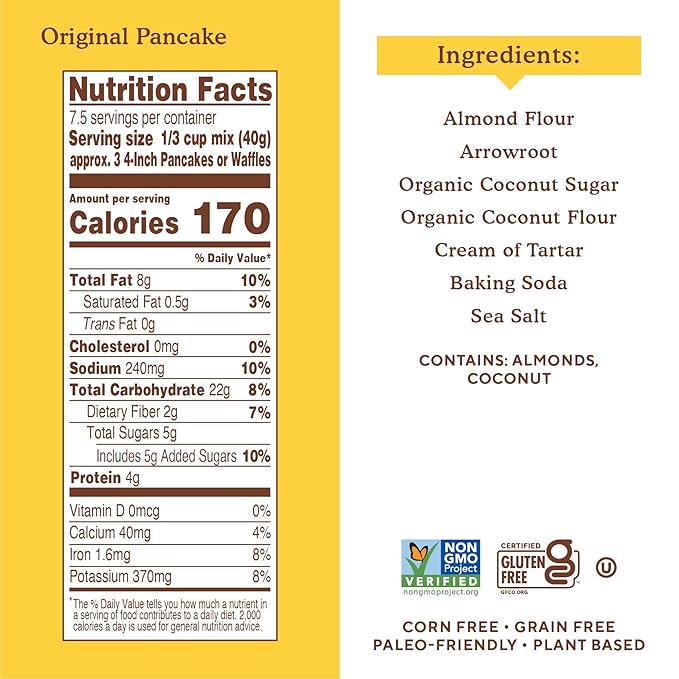Simple Mills Almond Flour Pancake & Waffle Mix, Original - Gluten Free, Plant Based, Paleo Friendly, Breakfast 10.7 Ounce (Pack of 6)