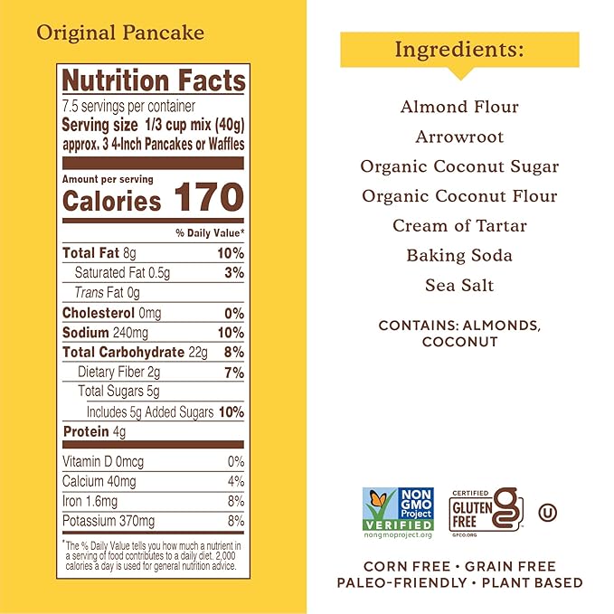 Simple Mills Almond Flour Pancake & Waffle Mix, Original - Gluten Free, Plant Based, Paleo Friendly, Breakfast 10.7 Ounce (Pack of 3)