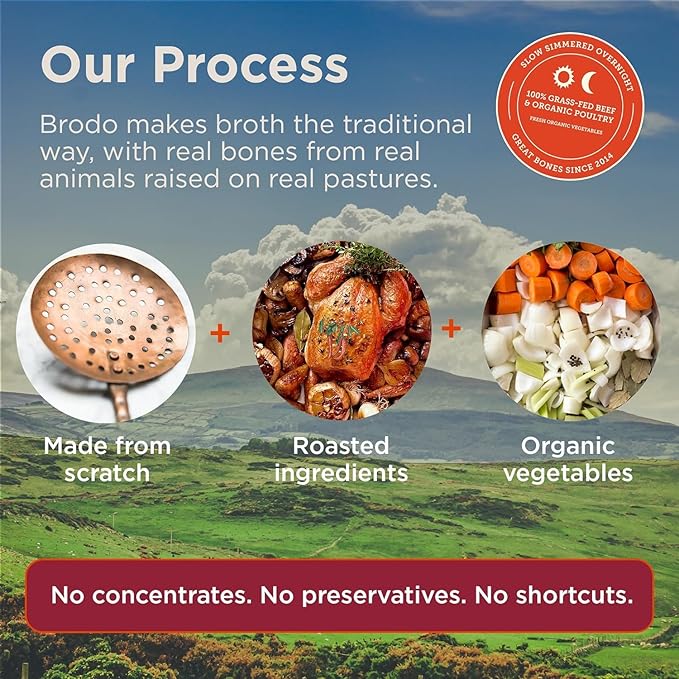 Brodo Bone Broth Bundle with Variety & Classic Packs, Chicken & Ginger, and Spicy Chicken Broths, 18 x 8.3 oz and 4 x 25 oz (30 Cups Total)