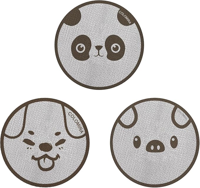 53.5mm Espresso Puck Screen 3-Pack, Lower Shower Screen, Metal Coffee Reusable Filter for 54mm Espresso Portafilter Basket, 1.7 Thickness(Cute Animal)