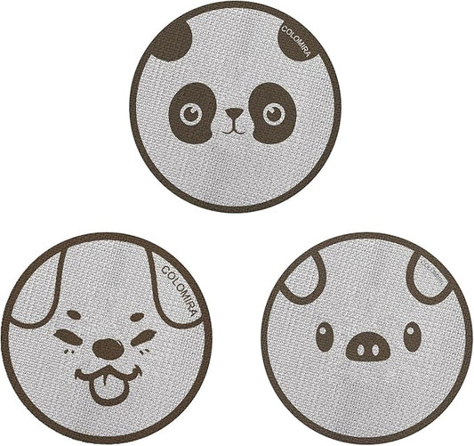 53.5mm Espresso Puck Screen 3-Pack, Lower Shower Screen, Metal Coffee Reusable Filter for 54mm Espresso Portafilter Basket, 1.7 Thickness(Cute Animal)