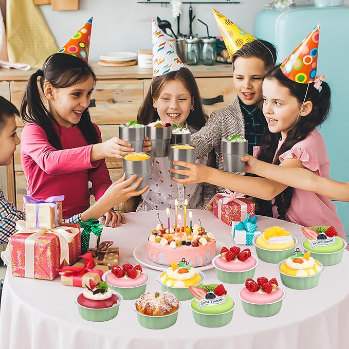 Beasea 8oz Aluminum Ramekins, 100 Pack 3.9" Disposable Baking Foil Cups Mini Ramekin Cup Cupcake Aluminum Baking Cups for Party - Pea Green
