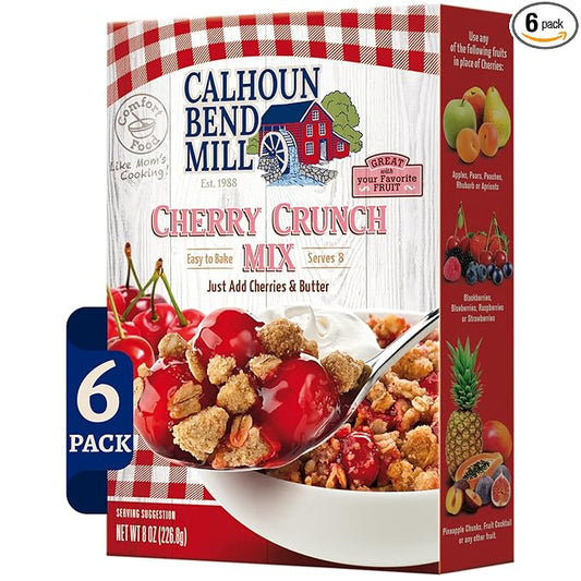 Calhoun Bend Mill Cherry Crunch Mix | Sweet and Crunchy Topping | Perfect for Deep Dish Desserts with Cherries or Your Favorite Fruit | Ideal for Gourmet Baking and Dessert Delights - 8 Oz (Pack of 6)