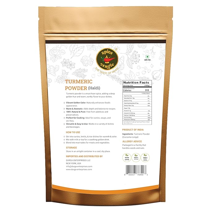 Spice Magic Turmeric Powder ??3.5 oz (100 g) | Pure, Natural Ground Haldi for Cooking, Golden Milk & Wellness Recipes.