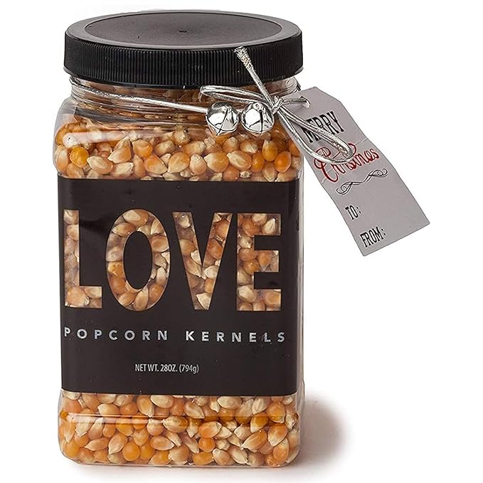 Wabash Valley Farms Popcorn Kernels - "Jingle" Popcorn Kernel Jar for Movie Night, Gifts for Christmas Popcorn Kernel Jar, Popcorn Gift Set (28 oz)