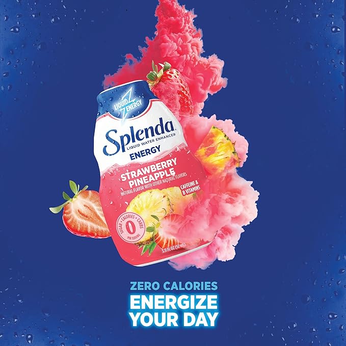 SPLENDA Energy Liquid Water Enhancer Drops, Sugar Free, Zero Calorie, Natural Flavor, Concentrated Drink Mix, 3.11 Fl Oz Each Bottle (Strawberry Pineapple, 2 Pack)