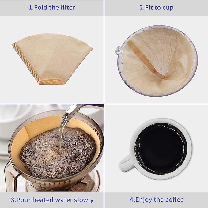 Cone Coffee Filters #4, Coffee Filters 4 Cone Paper Unbleached, Number 4 Coffee Filter 8-12 Cup, Size 4 Paper Filter, Compatible with Ninja Coffee Maker and Cuisinart Coffee Maker, 100 Count