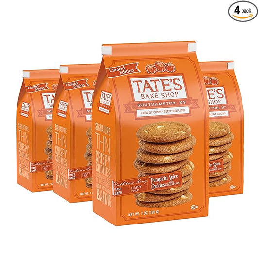 Tate's Bake Shop Pumpkin Spice Cookies, Limited Edition Cookies, 4 - 6.5 oz Bags