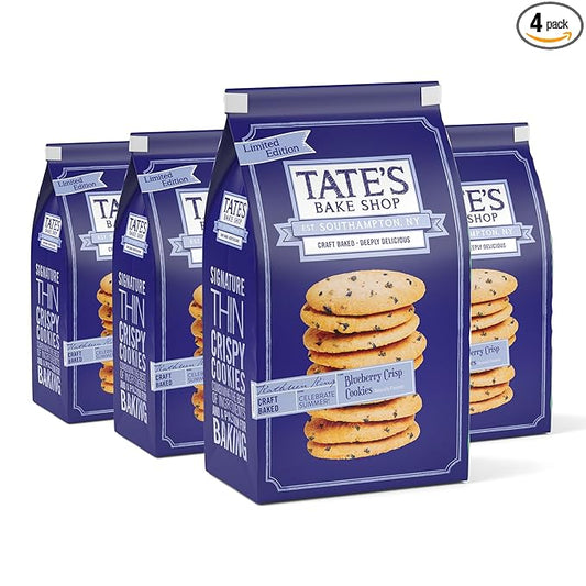 Tate's Bake Shop Blueberry Crisp Cookies, Limited Edition, 4-7 oz Bags