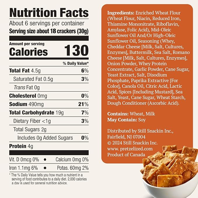 Pretzelized Pretzel Cracker 12 Pack Variety - Sea Salt, Cheddar, Honey Mustard Pretzelized Snacks Multipack, 6.5 oz Boxes, Kosher