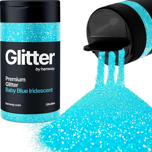 Hemway Premium Glitter Shaker - Baby Blue Iridescent | 130g Ultrafine Metallic Flake Sequins for Resin & Epoxy Crafts | Craft Supplies for Tumblers, Festival, Art