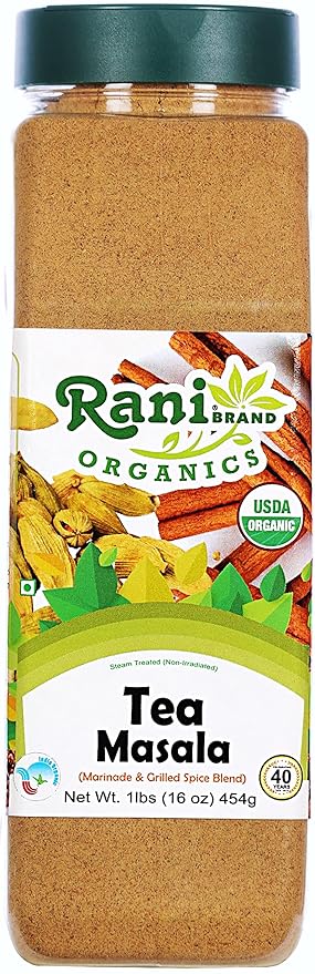 Rani Organic Tea (Chai) Masala Indian Spice Blend 16oz (1lb) 454g PET Jar ~ All Natural | Vegan | Gluten Friendly | NON-GMO | Indian Origin | USDA Certified Organic