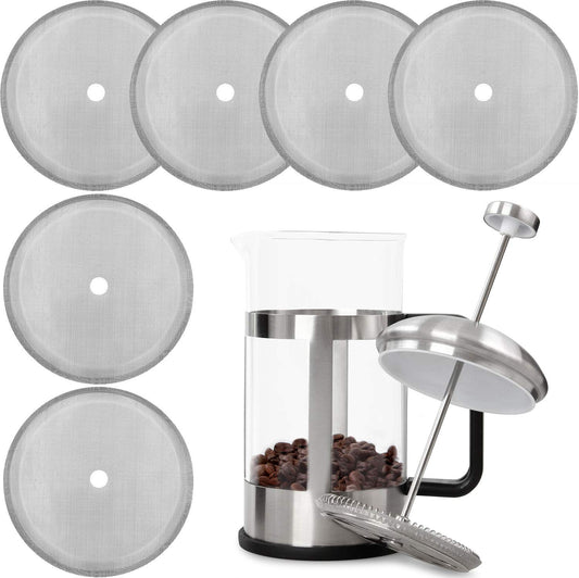 Boao 6 Packs French Press Replacement Cafetiere Filter Mesh Screen Coffee French Press Filters, 4