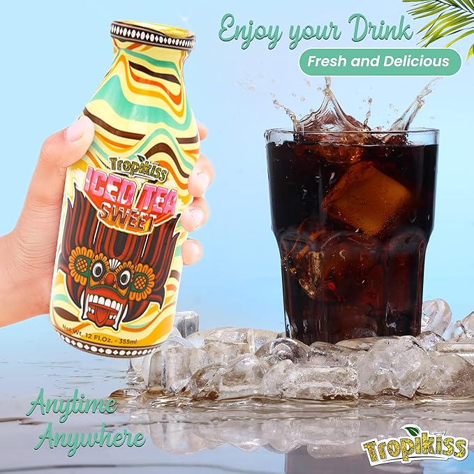 Tropikiss 12-Pack Sweet Iced Tea – Antioxidant-Rich Refreshing Drink | Natural Bottled Ice Tea | Healthy & Flavorful Beverage