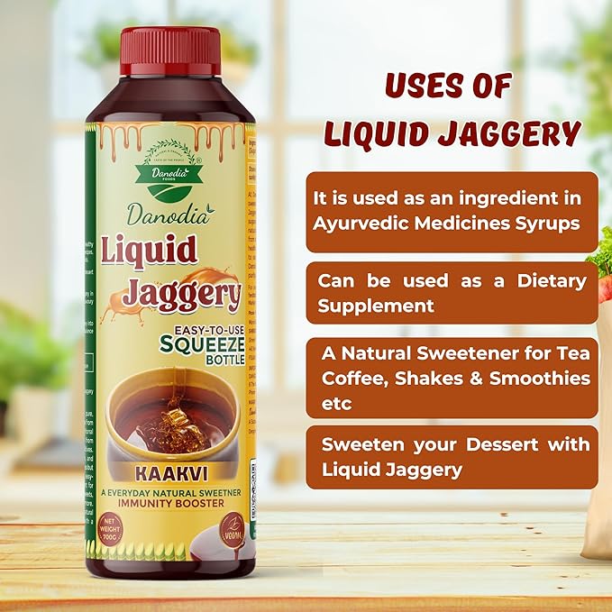 Danodia Foods LIQUID JAGGERY SYRUP (350g/0.77lb) | Natural Sweetener from Sugarcane | No Preservatives | Rich in Minerals | Alternative to Refined Sugar | Ideal for Beverages, Desserts & Traditional Recipes