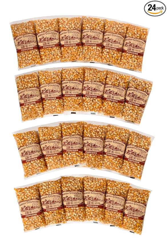 Amish Country Popcorn | 24-4 Oz Bags - Medium Yellow Popcorn | Old Fashioned, Non-GMO and Gluten Free