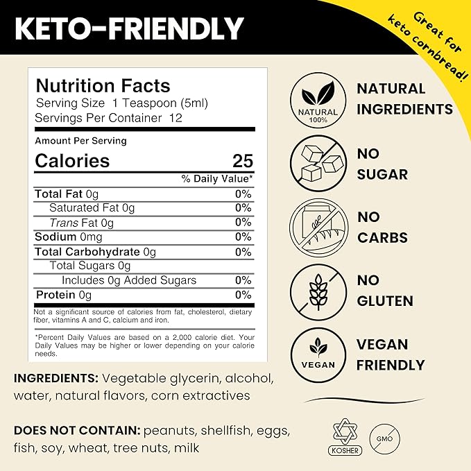 Natural Sweet Corn Extract - 2 oz - Water-Soluble - By Harvest Moon Delights - Sweet Corn Extract for Baking Keto Cornbread - Zero Sugar, Zero Carbohydrates, Gluten-Free