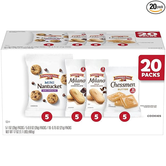 Pepperidge Farm Cookies Variety Pack, Snack Packs, 20 Pk