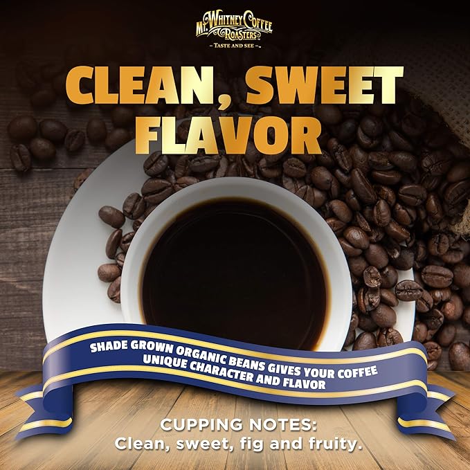 Mt. Whitney Premium Organic Spring Water Colombian, Low Acid, Decaf Coffee (Whole Bean, 2 Lb)