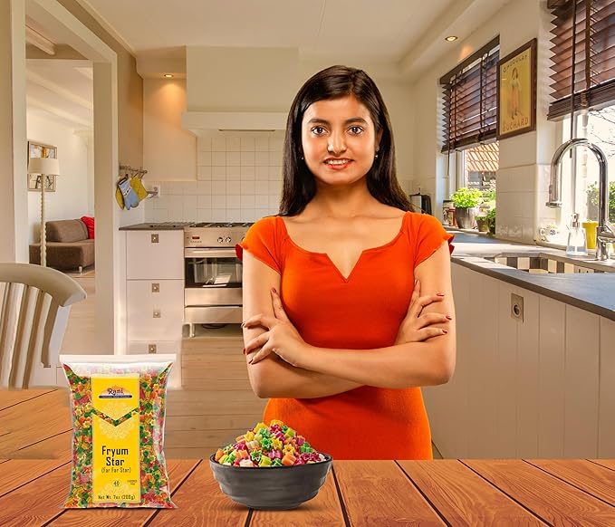 Rani Far Far/Fryums (Wheat & Tapioca Pellet) Star Shape 7oz (200g) ~ Vegan, Kosher, Uncooked, Used to Make Papad, Bhungra/Chip Snack