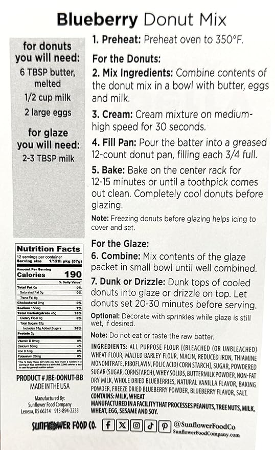 Rabbit Creek Blueberry Donuts Mix ??With Glaze Included ??Baked Donuts, Not Fried ??Donut Baking Mix