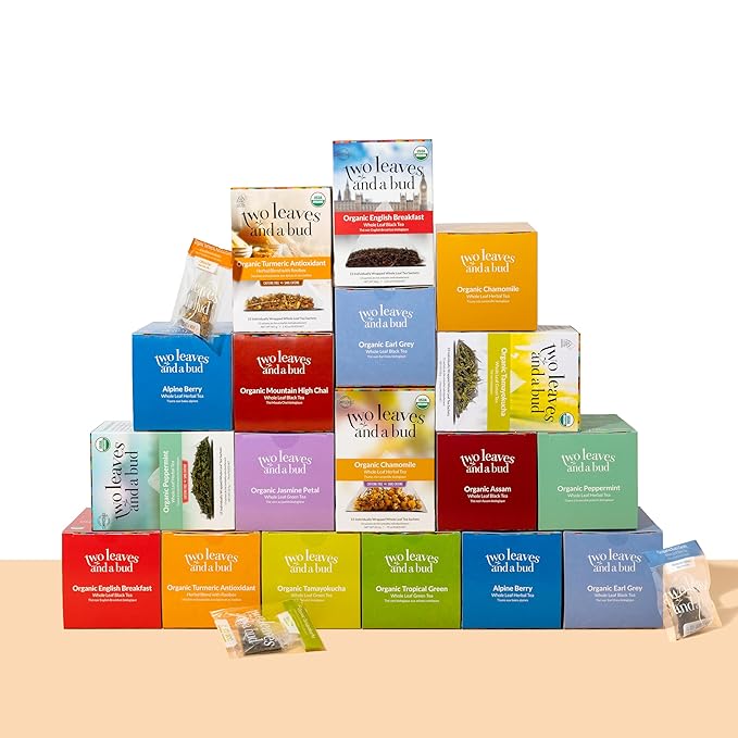 Two Leaves and a Bud Organic Mountain High Chai Tea Bags, Whole Leaf Black Tea and Spices in Compostable Sachets, Add Milk and Sweetener or Drink Plain, 15 Count (Pack of 6)