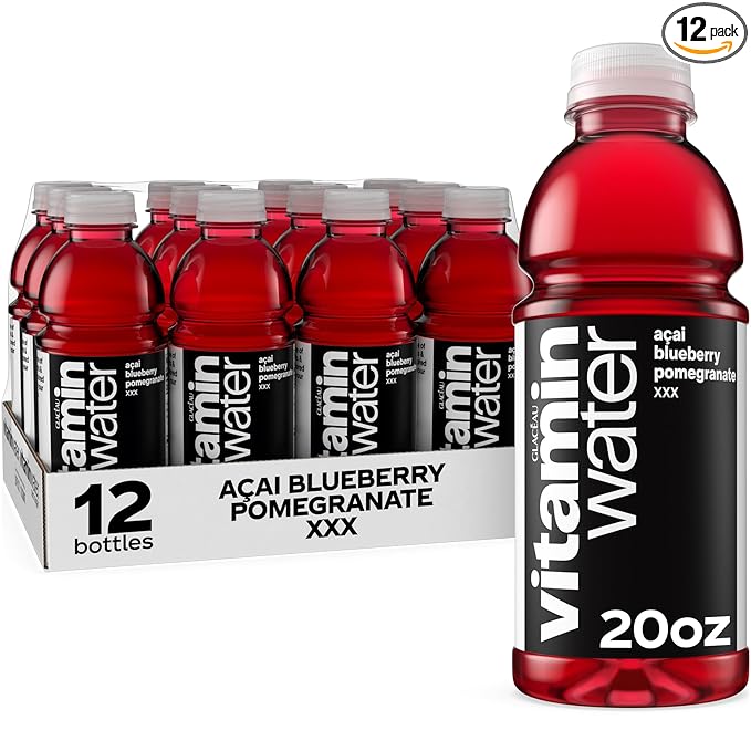 vitaminwater XXX A챌ai Blueberry Pomegranate Nutrient Enhanced Flavored Water Beverage, 20 fl oz Bottles, 12 Pack