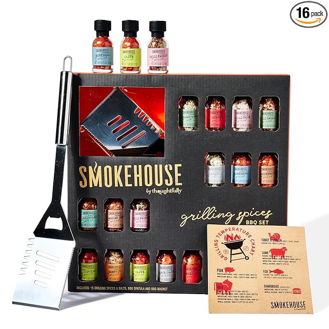 Smokehouse by Thoughtfully, Grilling Spices BBQ Set, Includes BBQ Spatula, Magnet and Flavorful Seasoning and Rubs