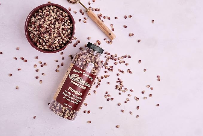 Amish Country Popcorn | 2-14 oz Bottles | Purple Popcorn Kernels | Old Fashioned, Non-GMO and Gluten Free (2-14 oz Bottles)