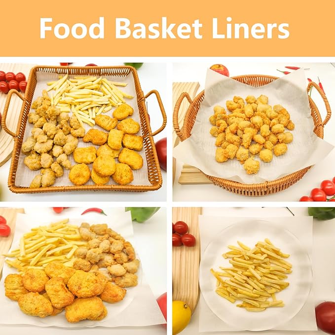200Pcs 12x12 In Parchment Paper Sheets, White Parchment Paper for Baking, Square Baking Paper Sheets, Wax Paper Squares, Precut Parchment Sheets for Cookies, Air Fryer, Grilling Rack, Oven