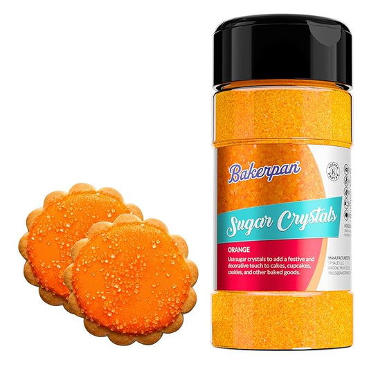 Bakerpan Sugar Sprinkles for Baking - 7 Ounce Orange Decorating Sugar Crystals for Cookies, Cake Pops, Ice Cream (Made in USA)