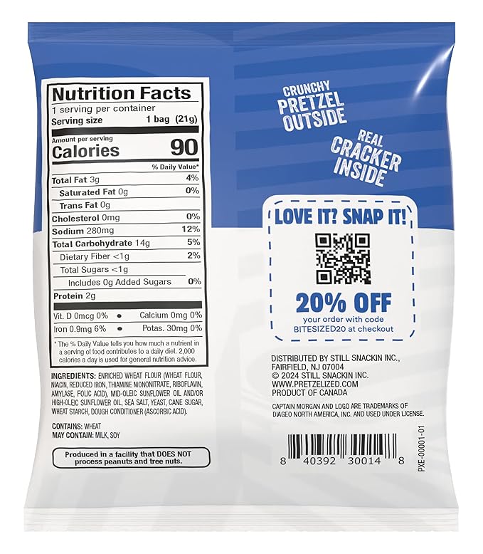 Pretzelized Pretzel Cracker Snack Packs - Sea Salt 24 ct